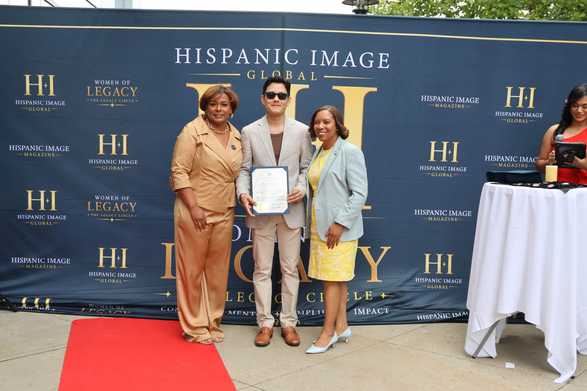 An honoree greeted during the evening